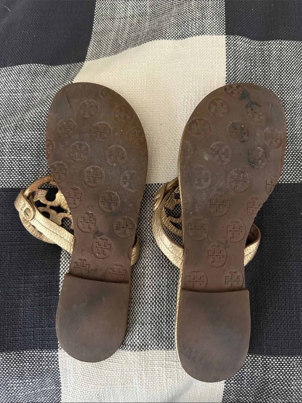 Tory Burch Milled Gold Leather Sandals